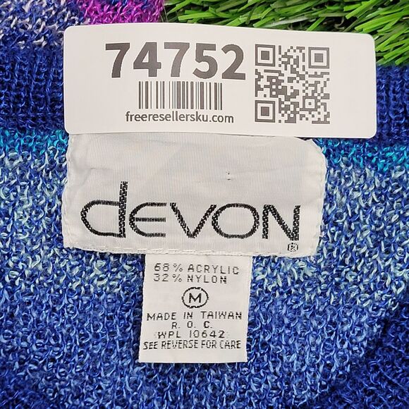 Vintage 80s MOD Sweater Womens S/M 18x23 Blue - Picture 7 of 9